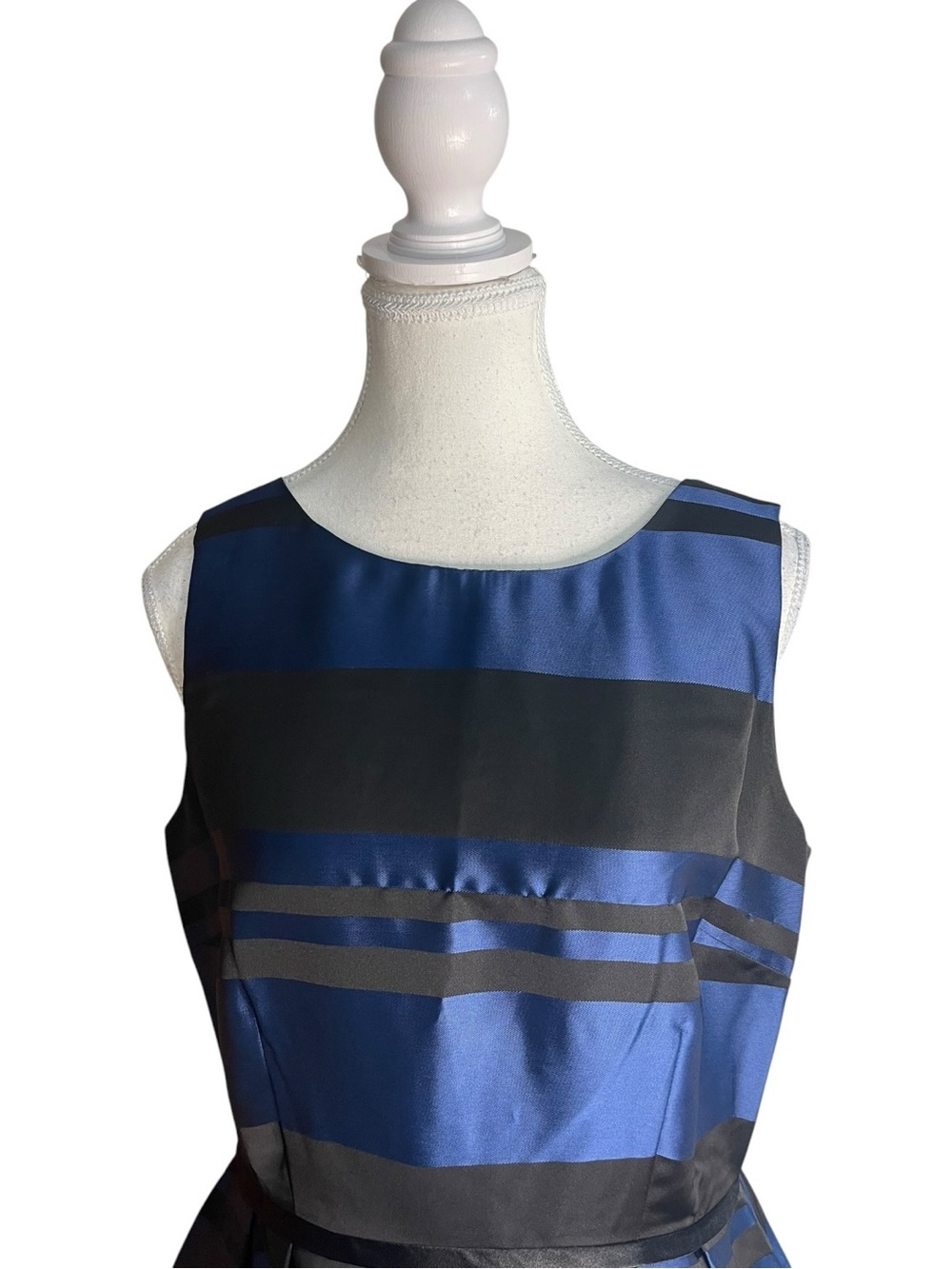 Southern Tide Fit and Flare Stripe Satin Dress Blue Black - Picture 2 of 16